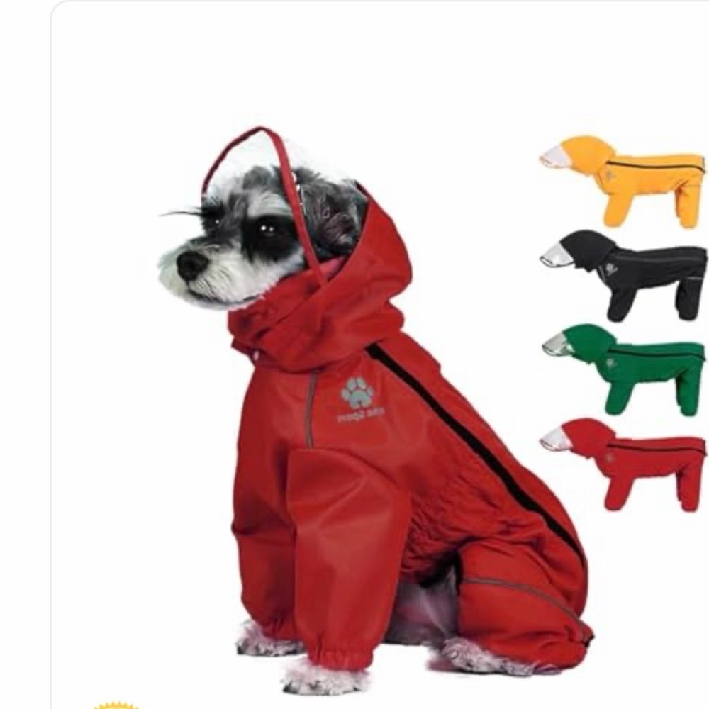 PINA Dog Raincoat, Waterproof Jacket with Hood, Lightweight Dog Coat, Poncho
